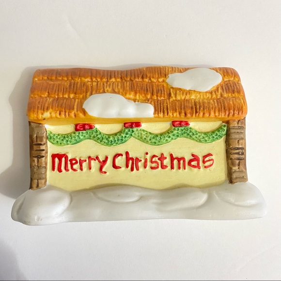 LEMAX 1991 Dickensvale Collectibles Porcelain MERRY CHRISTMAS Village Sign - Picture 2 of 11